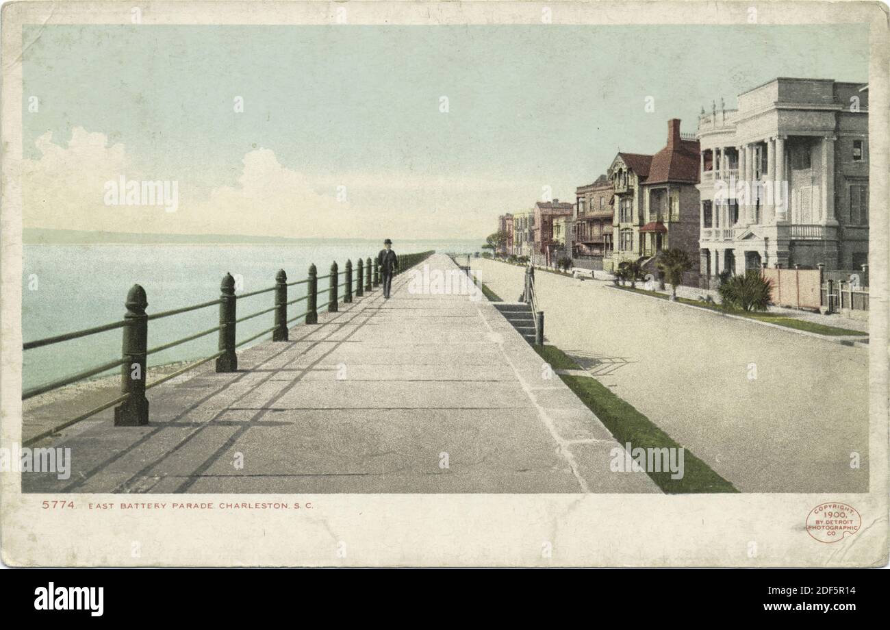 East Battery Parade, Charleston S. C., Standbild, Postkarten, 1898 - 1931 Stockfoto