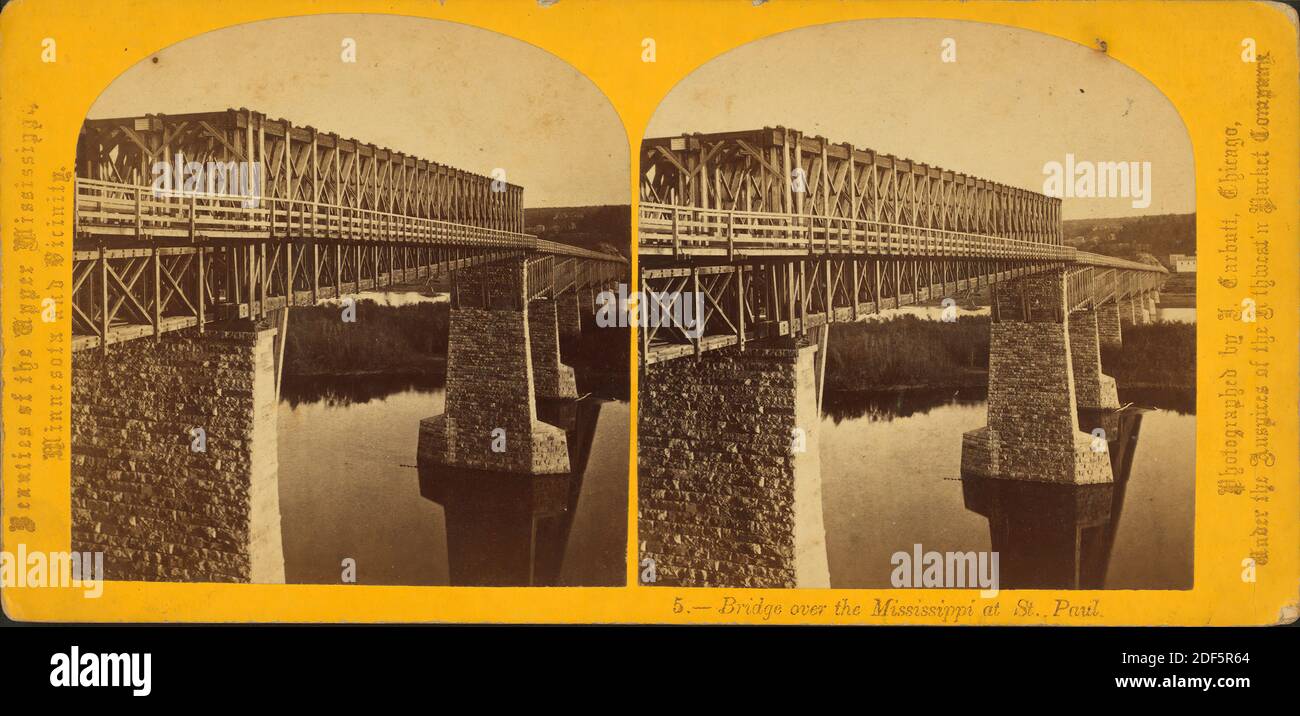 Brücke über den Mississippi bei St. Paul., Standbild, Stereographen, 1850 - 1930, Carbutt, John (1832-1905 Stockfoto