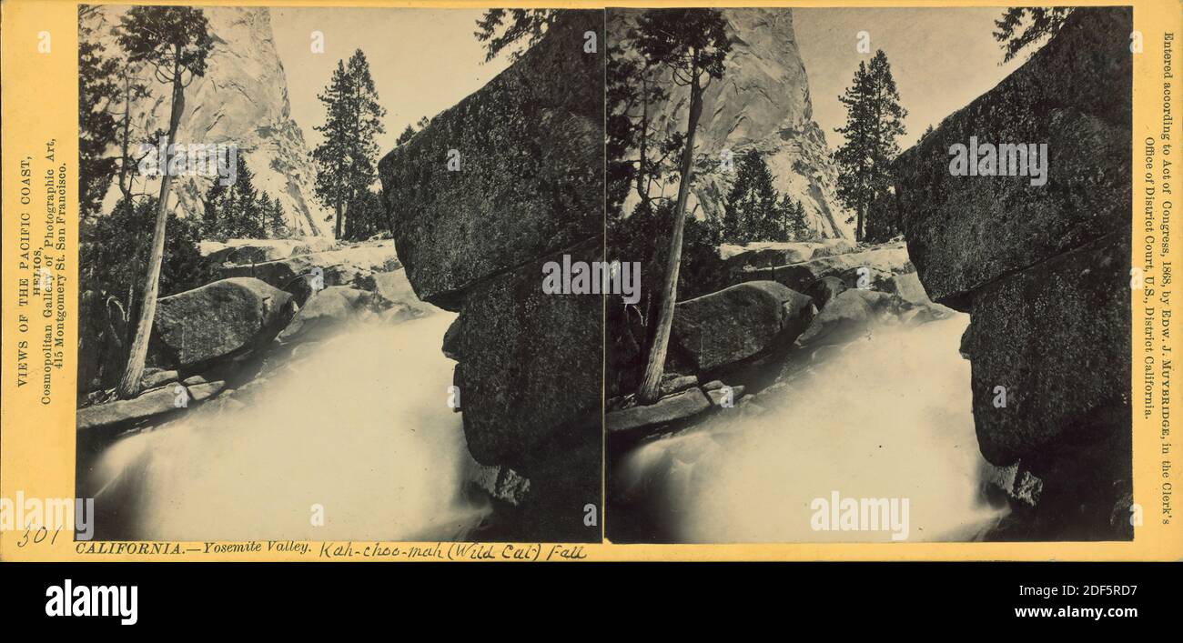 Kah-choo-mah (Wild Cat Fall), Yosemite Valley, Kalifornien, Standbild, Stereographen, 1868 - 1873, Muybridge, Eadweard (1830-1904 Stockfoto