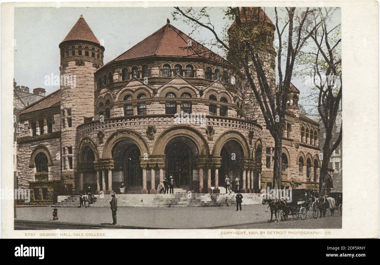 Osborn Hall, Yale Coll., New Haven, Conn., Standbild, Postkarten, 1898 - 1931 Stockfoto