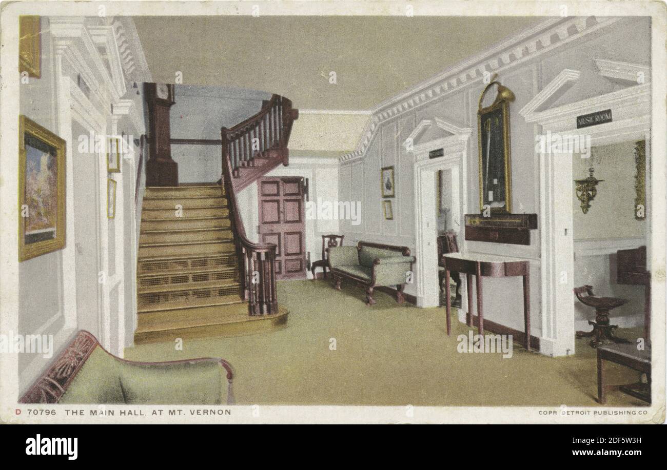 Die Haupthalle, Mt. Vernon, VA., Standbild, Postkarten, 1898 - 1931 Stockfoto