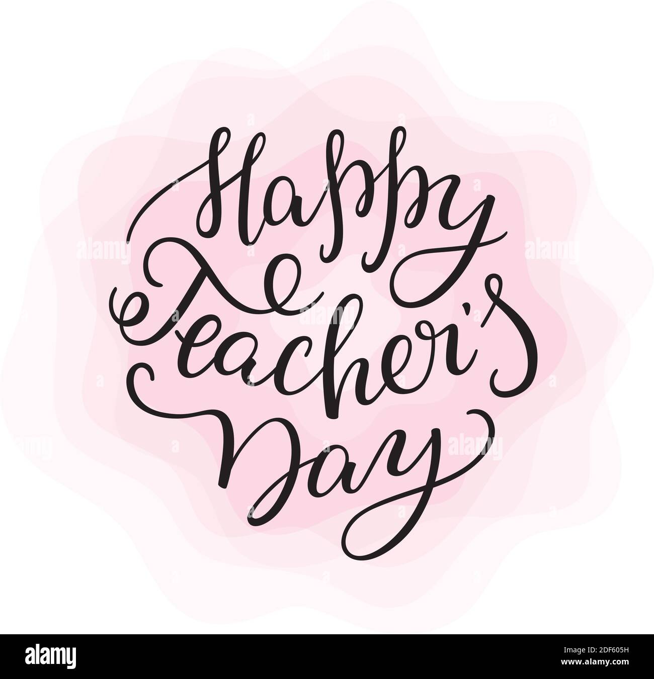 Happy Teacher's Day - Hand-Schriftzug mit Blume. Vorlage für Karte, Poster, Druck. Stock Vektor