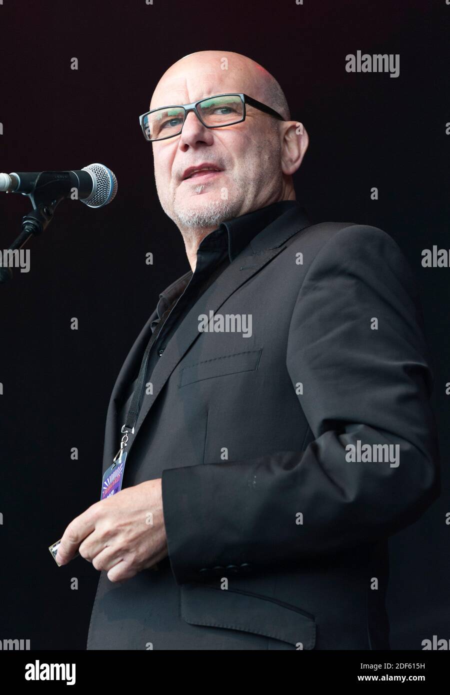 Mark Feltham von der englischen Bluesband Nine below Zero, die 2012 beim Cornbury Festival in Großbritannien auftrat Stockfoto