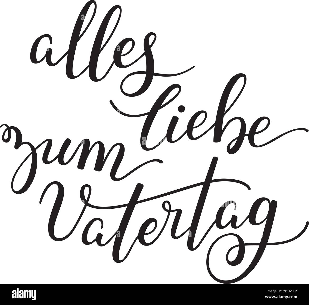 Hand Lettering Vatertag auf Deutsch: Alles liebe zum Vatertag. Vorlage für Karten, Poster, Drucke. Stock Vektor