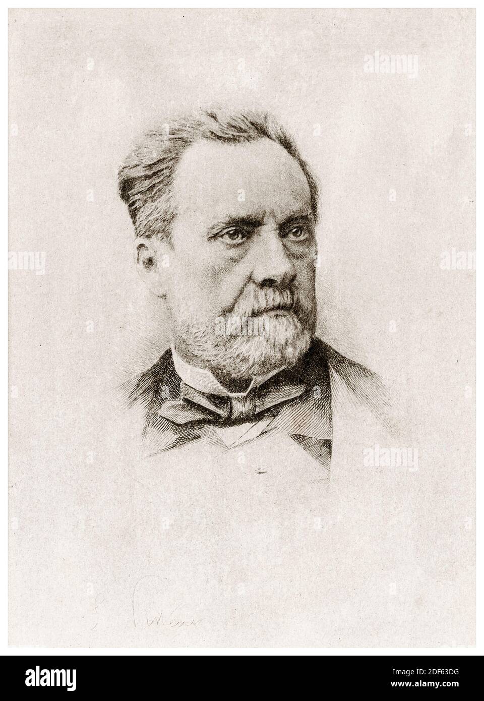 Louis Pasteur (1822-1895), französischer Biologe, Mikrobiologe und Chemiker, Porträtstich von Eugène-André Champollion, um 1894 Stockfoto