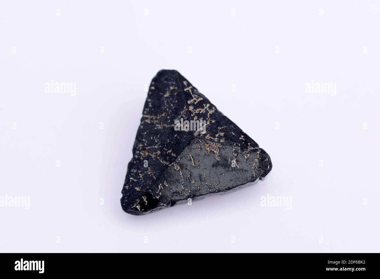 Turmalin-Kristall oder Schorl. Diese Probe stammt aus Spitzkoppe, Namibia. Stockfoto