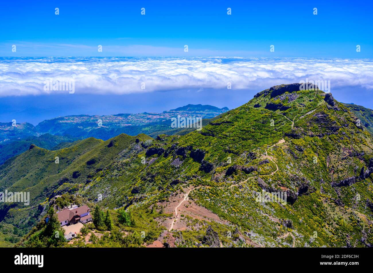 Achada do Teixeira - Blick vom Pico Ruivo - Wandern auf Madeira, Portugal Stockfoto