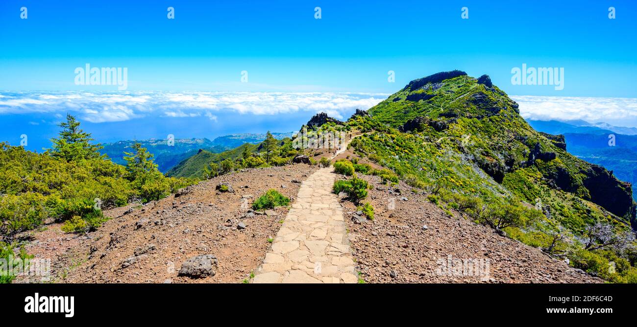 Achada do Teixeira - Blick vom Pico Ruivo - Wandern auf Madeira, Portugal Stockfoto