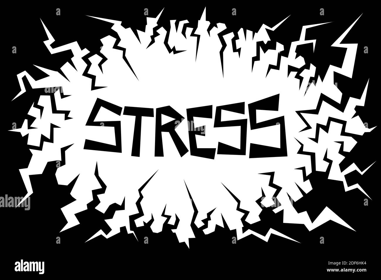 Negative Umwelt verursacht Stress - Geist und psychische Verfassung ist unter Druck - störend und unbesorgt schwächend. Vektorgrafik Stockfoto