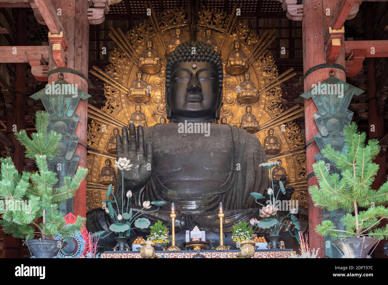 Der große Buddha (Daibutsu), die große Buddha-Halle (Daibutsuden), Tōdai-ji, Stadt Nara, Präfektur Nara, Japan Stockfoto