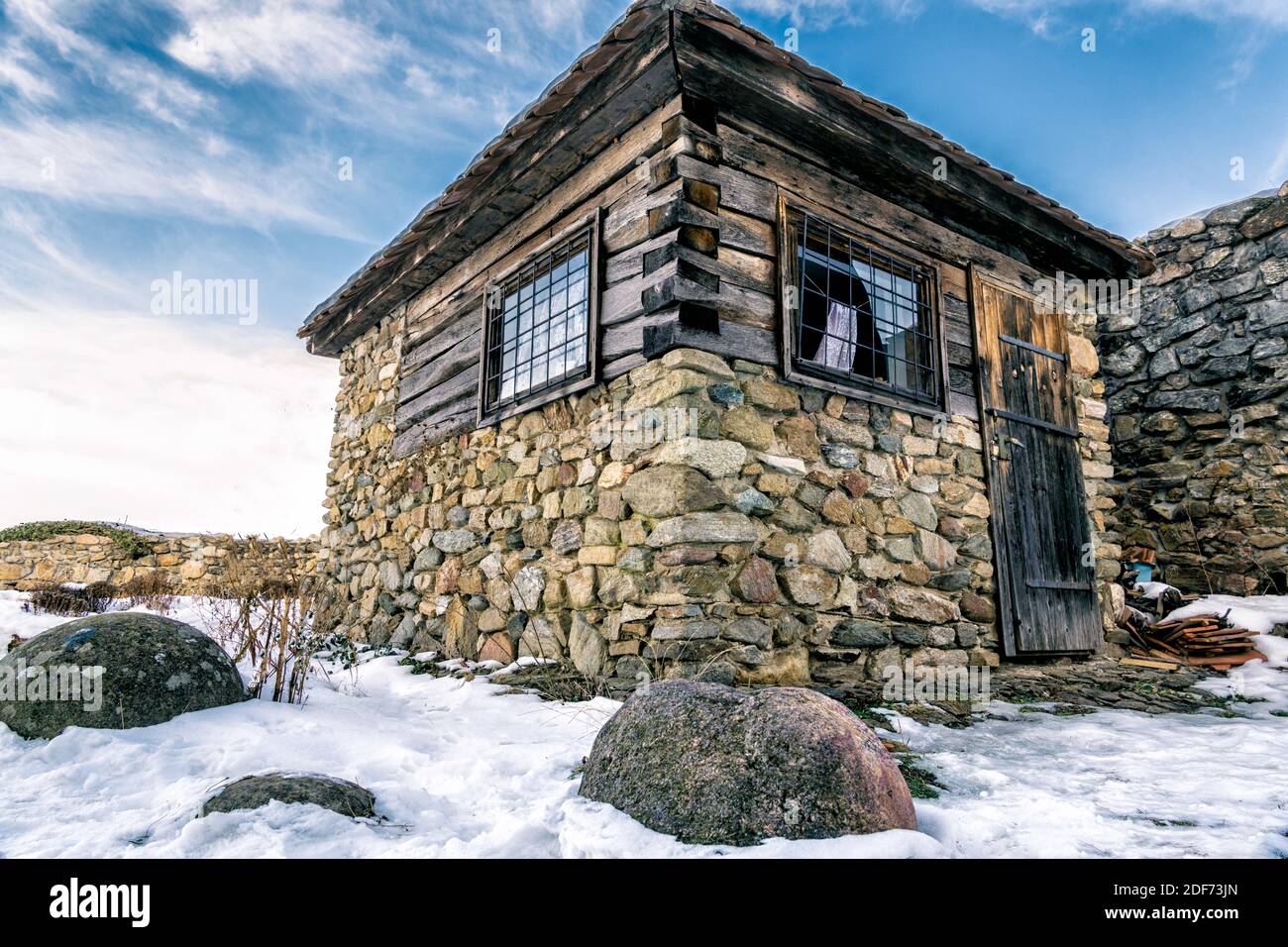 Rock House, Winter, Verlassene Haus Stockfoto