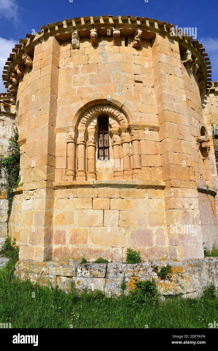 Butrera, Santa Maria la Antigua romanische Kirche Apsis. Burgos, Castilla y Leon, Spanien. Stockfoto