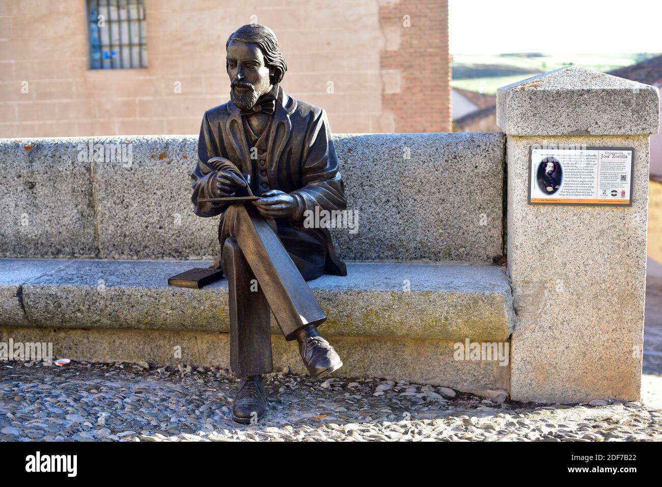 Lerma, Statue von Jose Zorrila, Dichter und Dramatiker. Burgos, Castilla y Leon, Spanien. Stockfoto