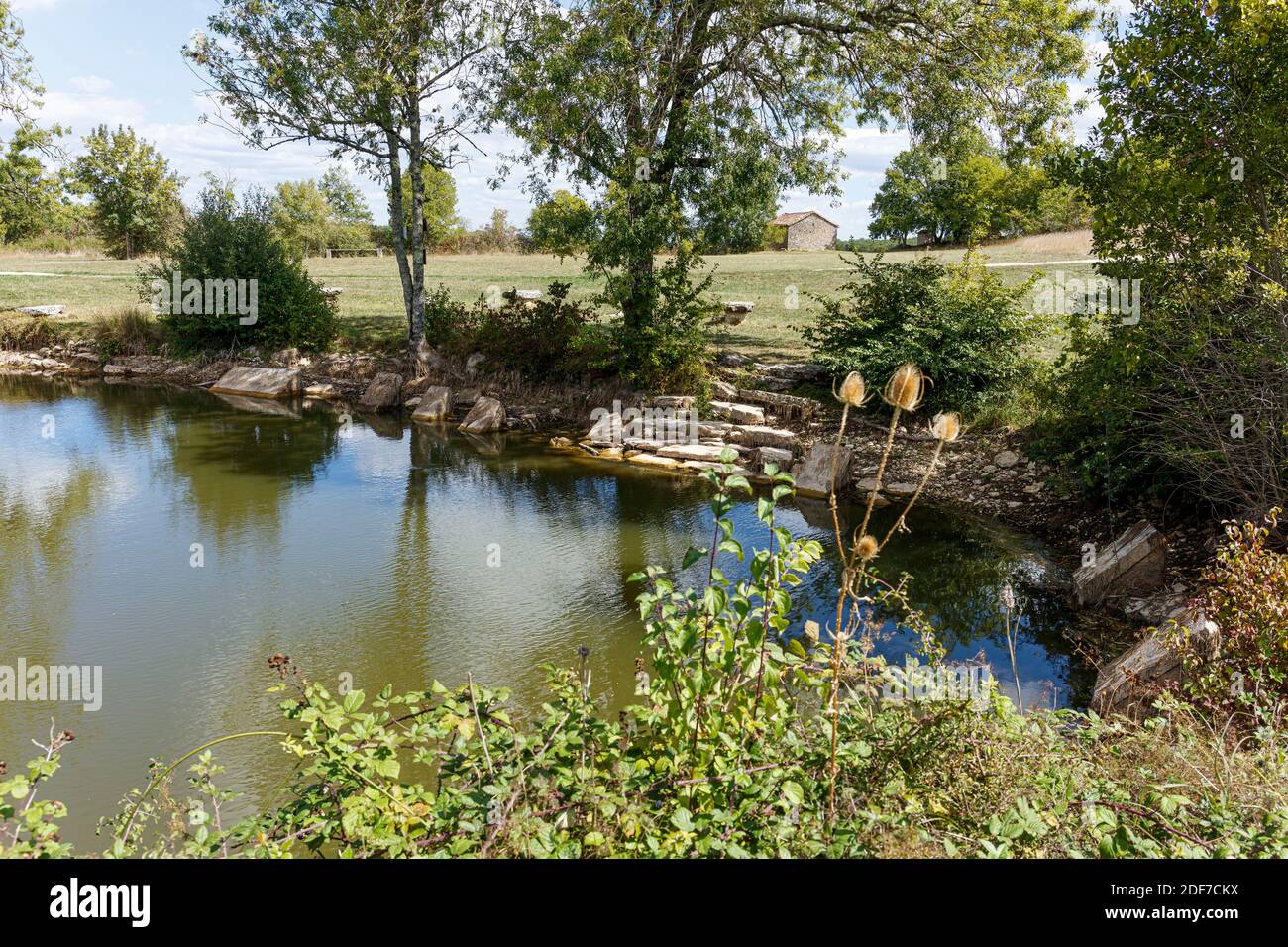 Frankreich, Lot, Cremps, Fraysse See, öffentliche Waschhäuser Stockfoto