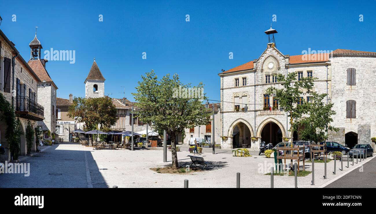 Frankreich, Lot et Garonne, Tournon d'Agenais, ummauerte Stadt, der Hauptplatz Stockfoto
