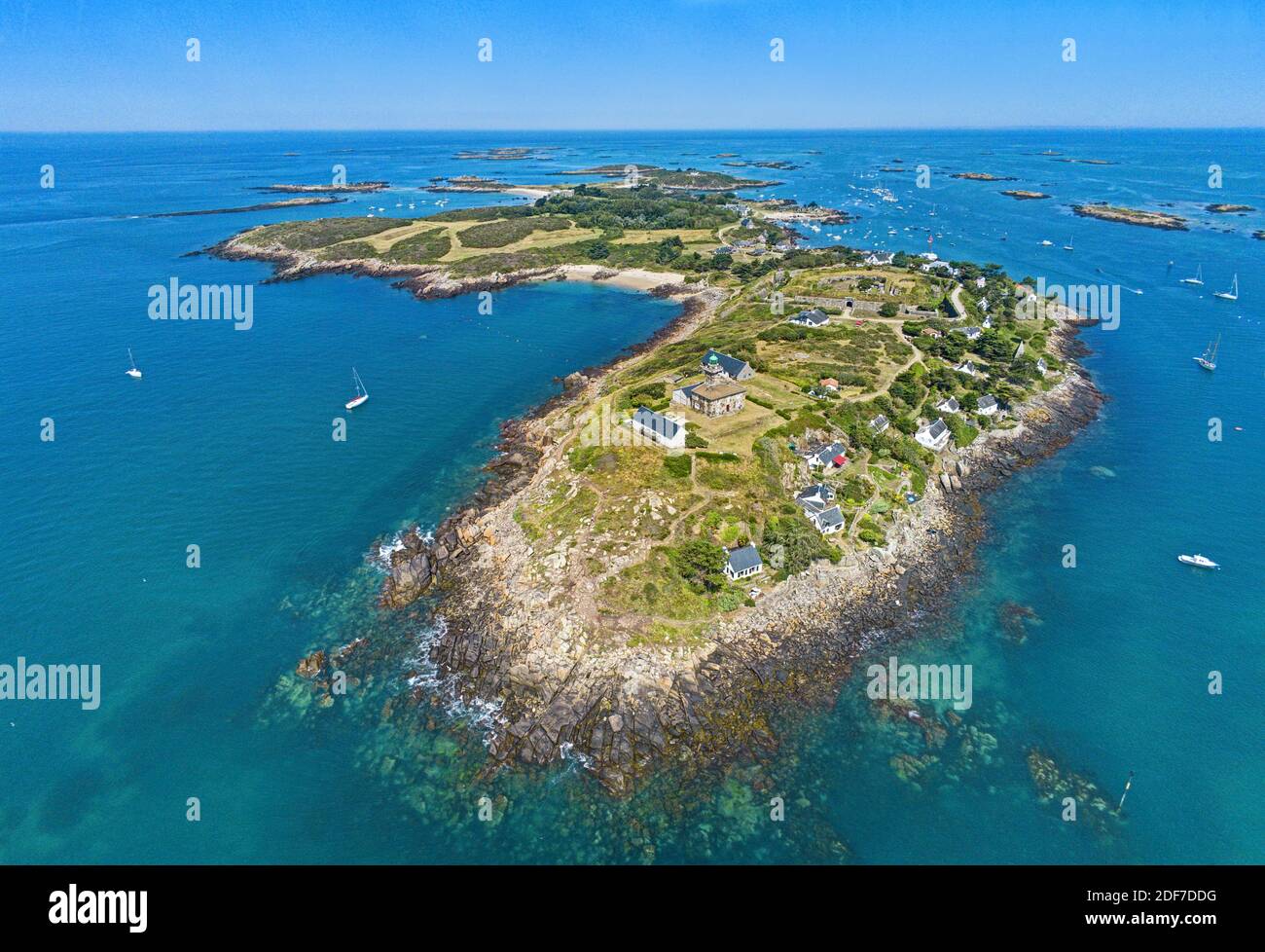 Frankreich, Manche, Granville, Chausey Island, Grand Island (Luftaufnahme) Stockfoto