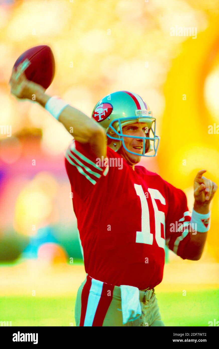 Quarterback Joe Montana, San Francisco 49ers beim Superbowl 1989 gegen die Cincinnati Bengals. Stockfoto