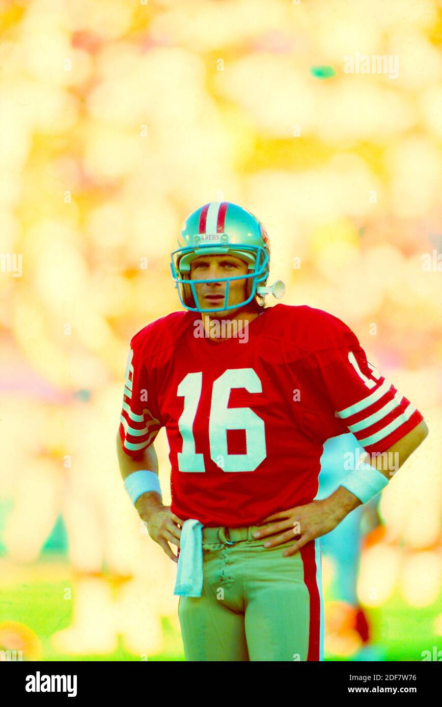 Quarterback Joe Montana, San Francisco 49ers beim Superbowl 1989 gegen die Cincinnati Bengals. Stockfoto