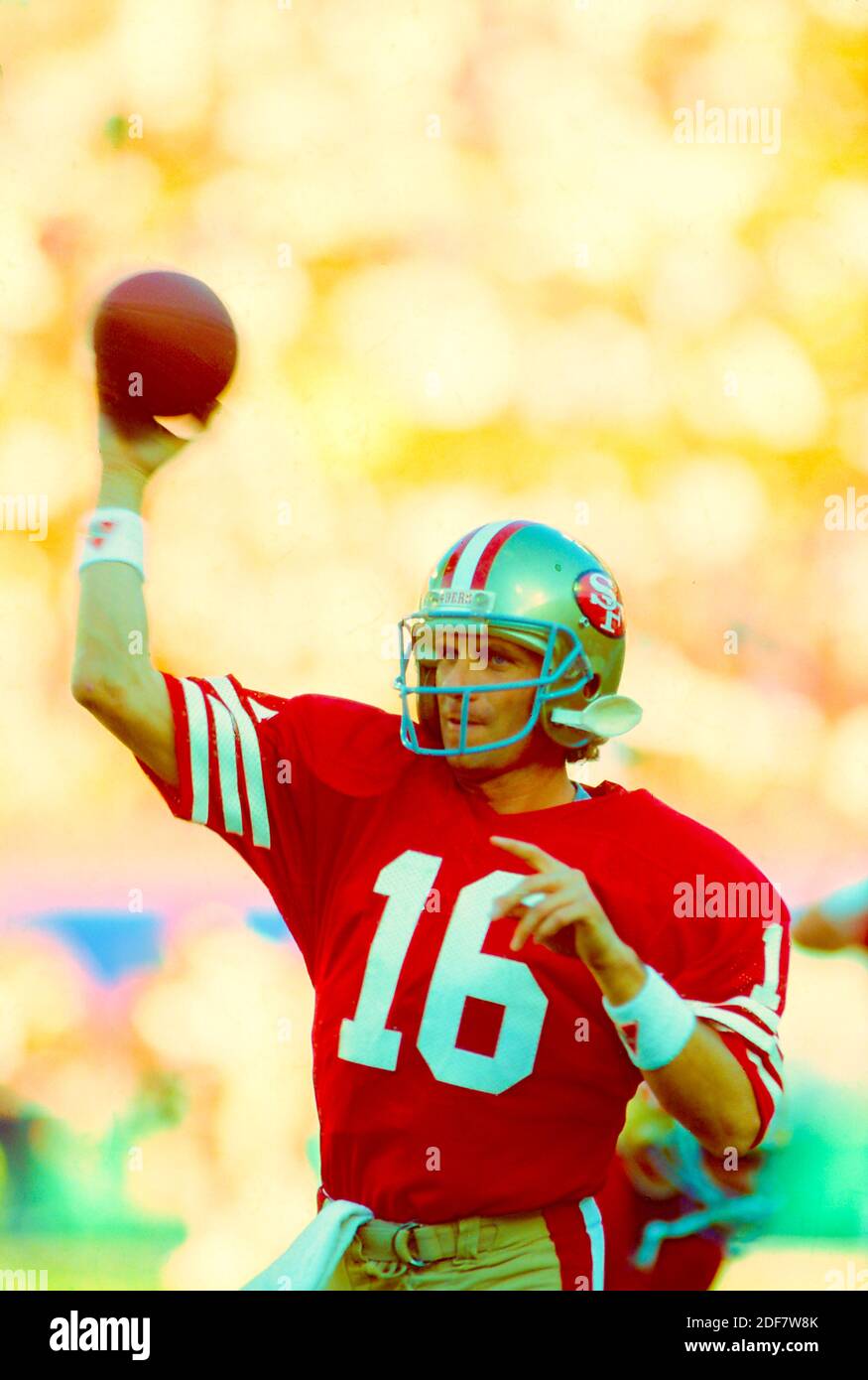 Quarterback Joe Montana, San Francisco 49ers beim Superbowl 1989 gegen die Cincinnati Bengals. Stockfoto