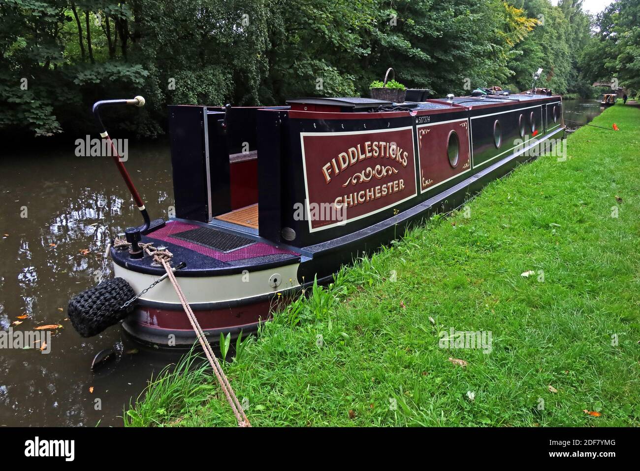 Bridgewater Canal, Fiddlesticks, Chichester, 517374, Festanlegeboot, Walton Village, Warrington, Cheshire, England, Großbritannien Stockfoto