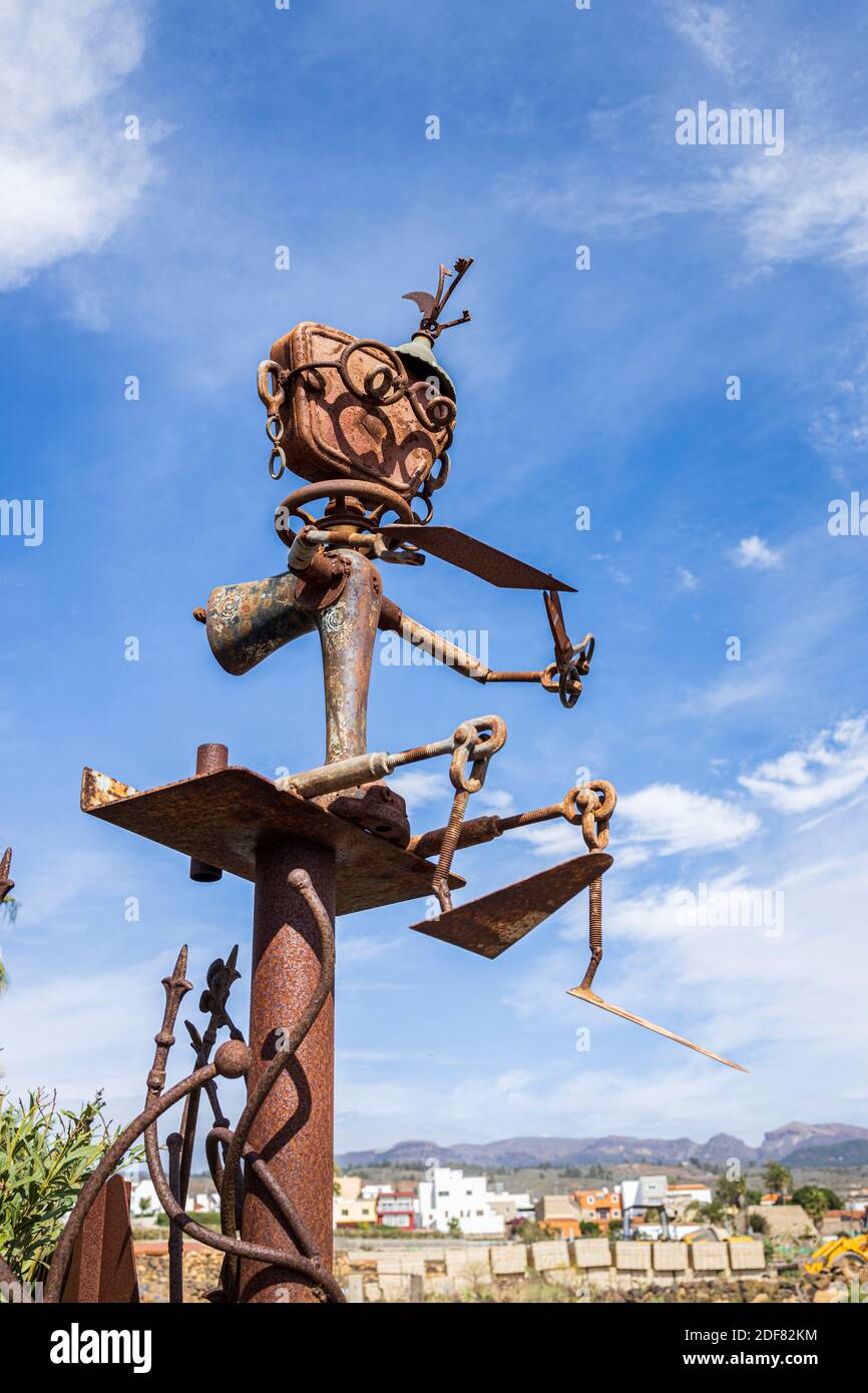Schrott Skulptur in San Miguel de Abona, Teneriffa, Kanarische Inseln, Spanien Stockfoto