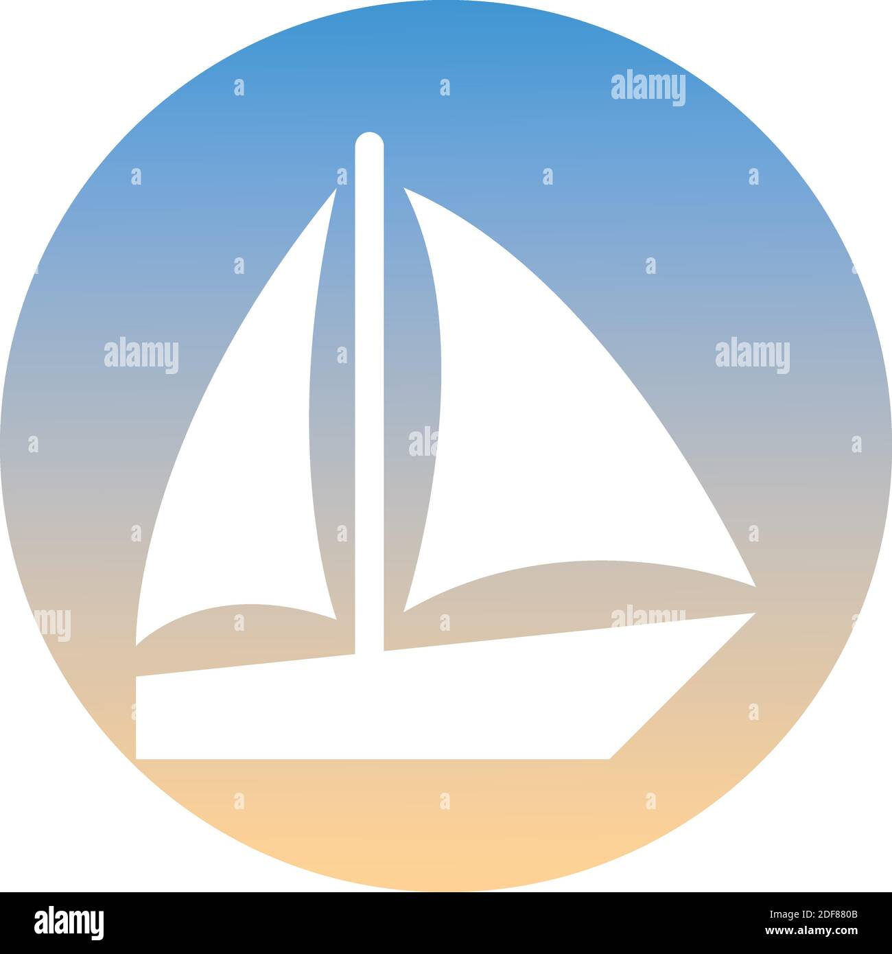 Segelschiff Symbol eines Satzes. Symbol für weißes Boot, Schaltfläche „Gefälle“. Verwendung für Banner, Karte, Poster, Broschüre, Banner, App, Webdesign. Einfach zu bearbeiten. Vect Stock Vektor