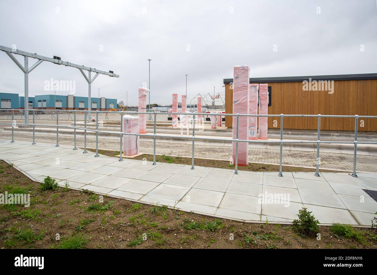 Baustelle eines 27 Hektar großen LKW-Parks nach dem Brexit in Sevington, nahe Ashford, Kent, Großbritannien Stockfoto