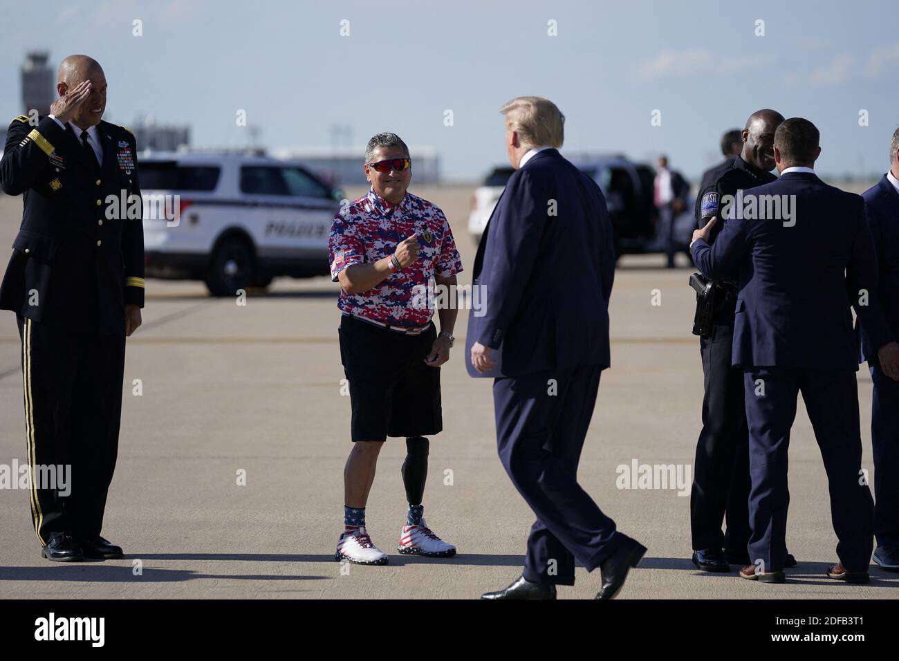 Präsident Donald Trump kommt am Samstag, den 20. Juni 2020, in Tulsa, Okla, am internationalen Flughafen von Tulsa an. USA. Foto von Evan Vucci/Pool via ABACAPRESS.COM Stockfoto