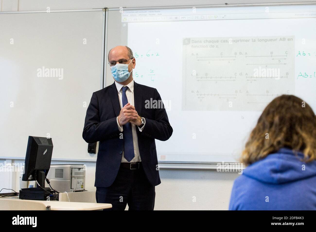 Jean-Michel Blanquer, Minister für nationale Bildung besucht das Jean  Renoir College in Boulogne Billancourt, um nach der Entfindung am 22. Juni  2020 in Paris, Frankreich, alle Schüler zur Schule zu bringen. Foto