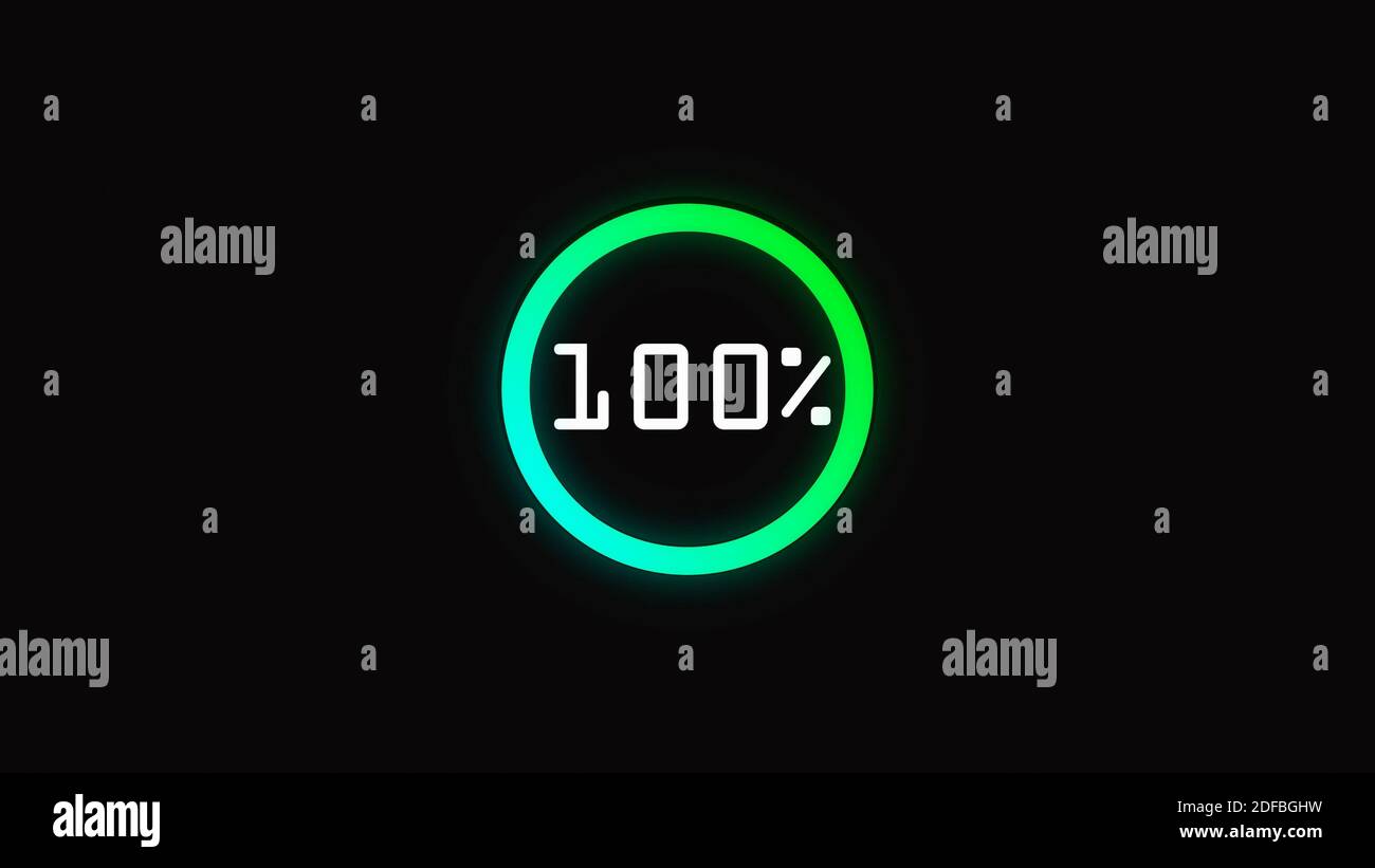 Bunte Lade-Info Grafiken mit hundert Prozent komplette Zeichen, digitale Grafiken, 3D-Rendering Stockfoto