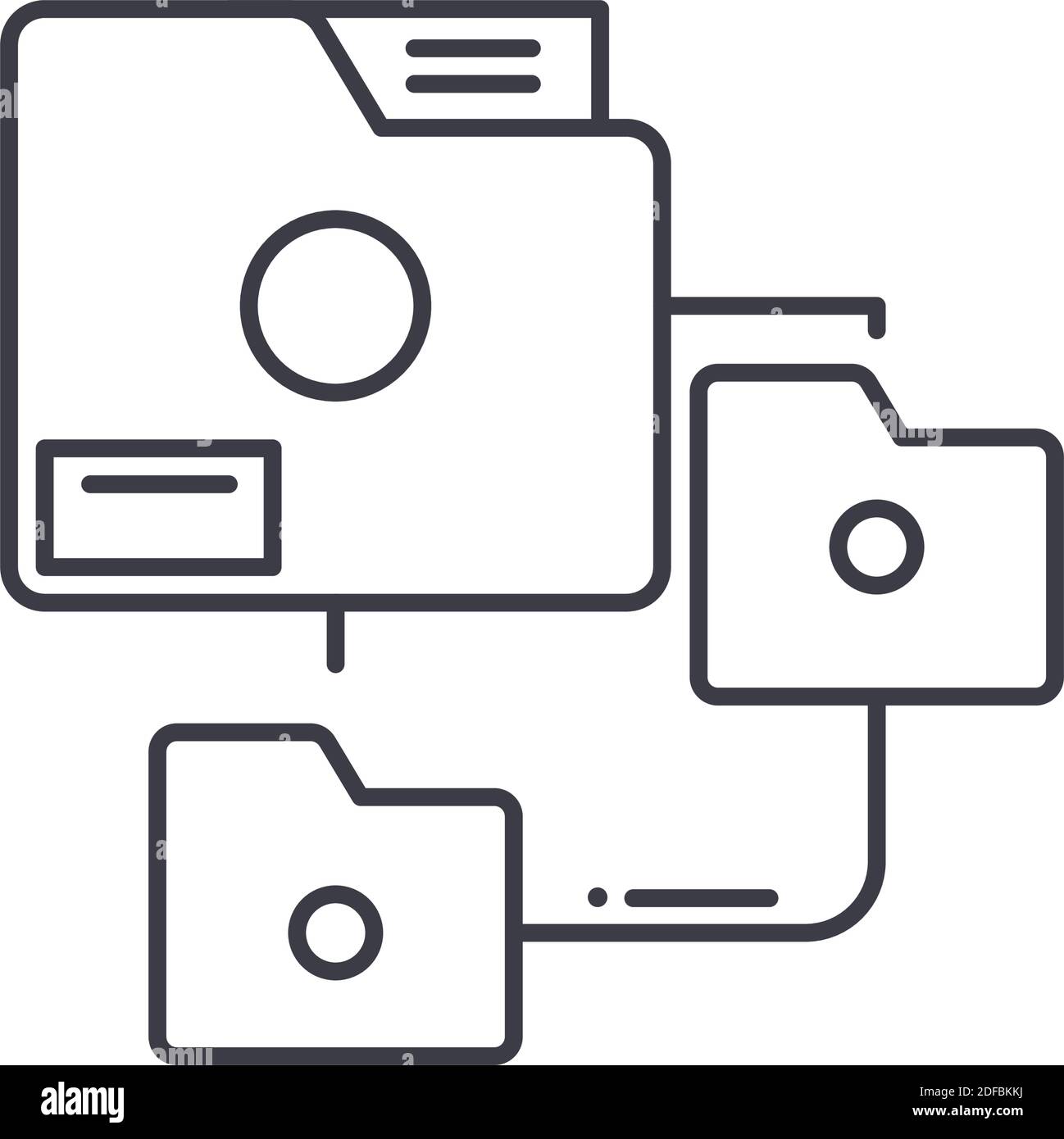 Netzwerkordner Symbol, lineare isolierte Illustration, dünne Linie Vektor, Web-Design-Zeichen, Kontur Konzept Symbol mit editierbaren Kontur auf weißem Hintergrund Stock Vektor