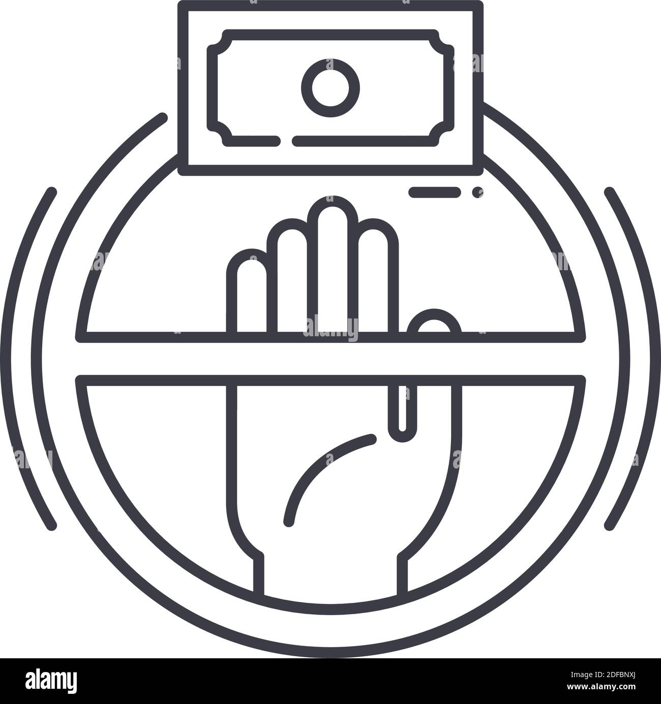 Kein Cash-Symbol, lineare isolierte Illustration, dünne Linie Vektor, Web-Design-Zeichen, Kontur Konzept Symbol mit editierbaren Strich auf weißem Hintergrund. Stock Vektor