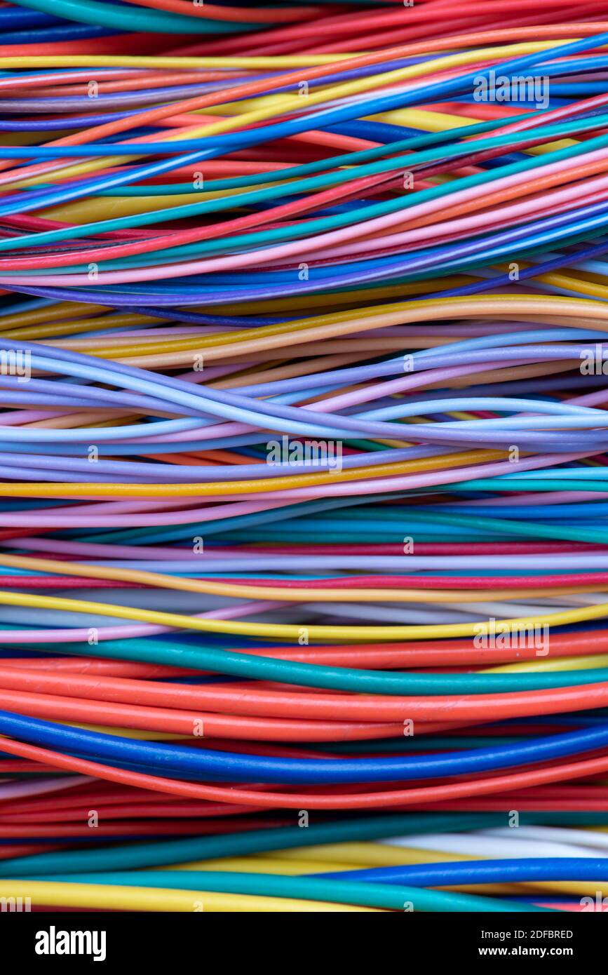 Nahaufnahme von Kabel und Leitungen im Computer-Netzwerk-Systeme Stockfoto