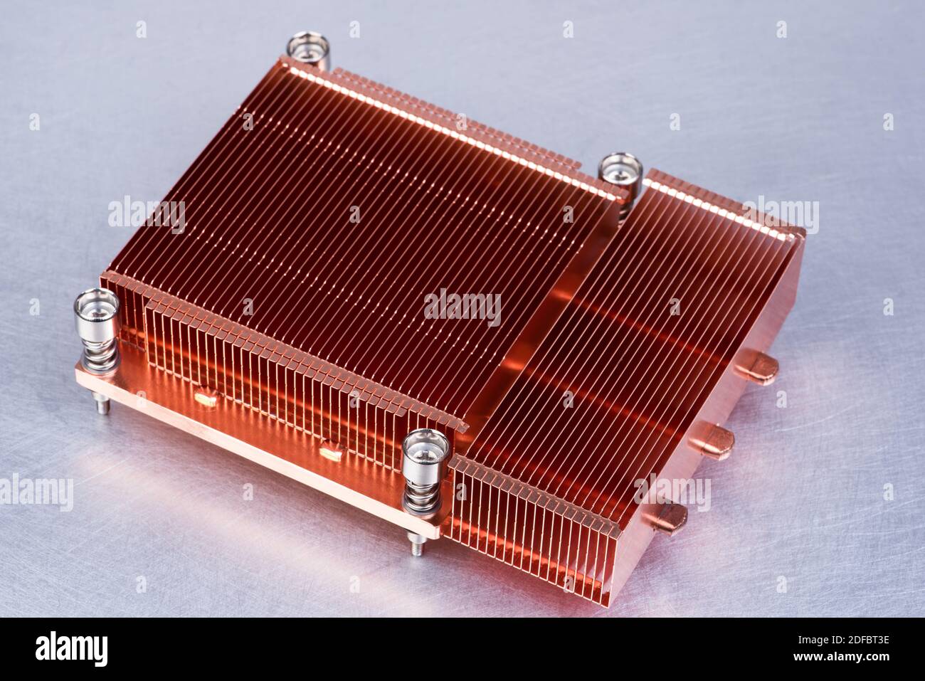 Kühlkörper für passiven Kupfer-CPU-Computer Stockfoto