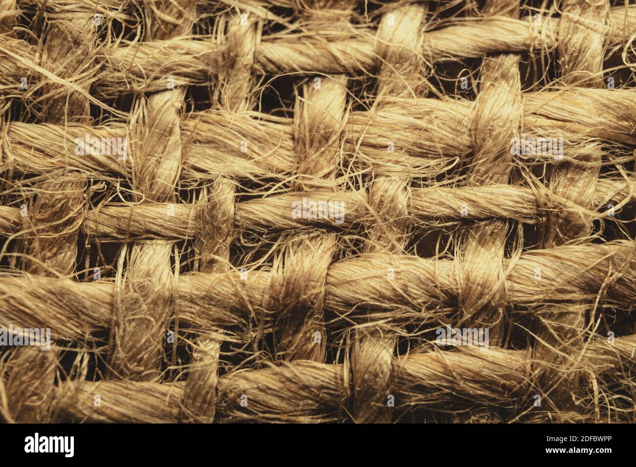 Natürliche Leinenstruktur Hintergrund. Makroaufnahmen. Stockfoto