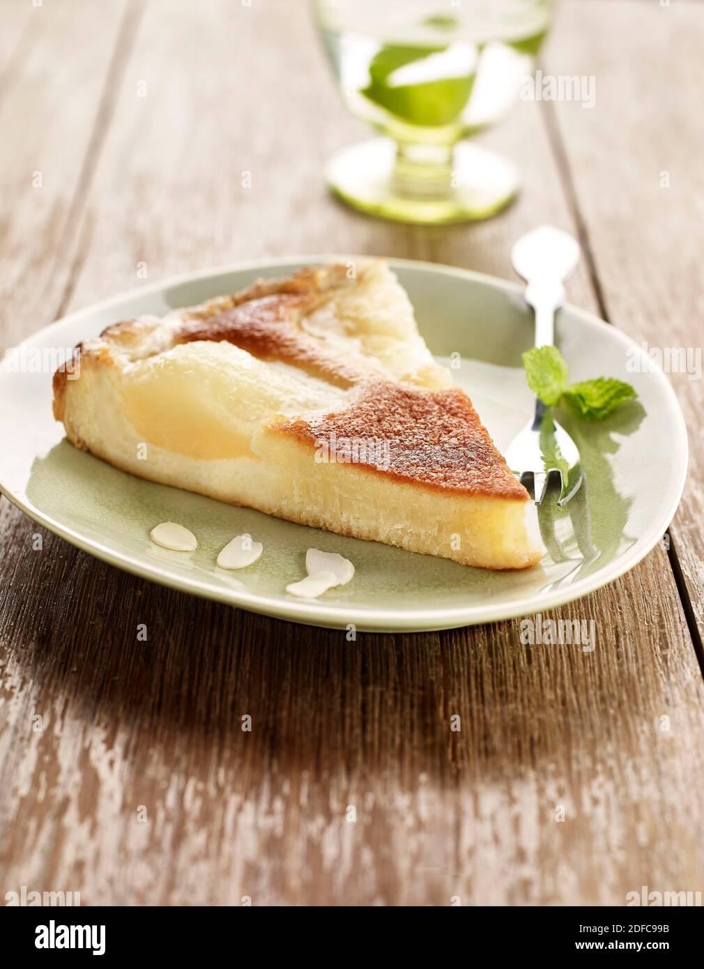 Birne-Mandel-pie Stockfoto