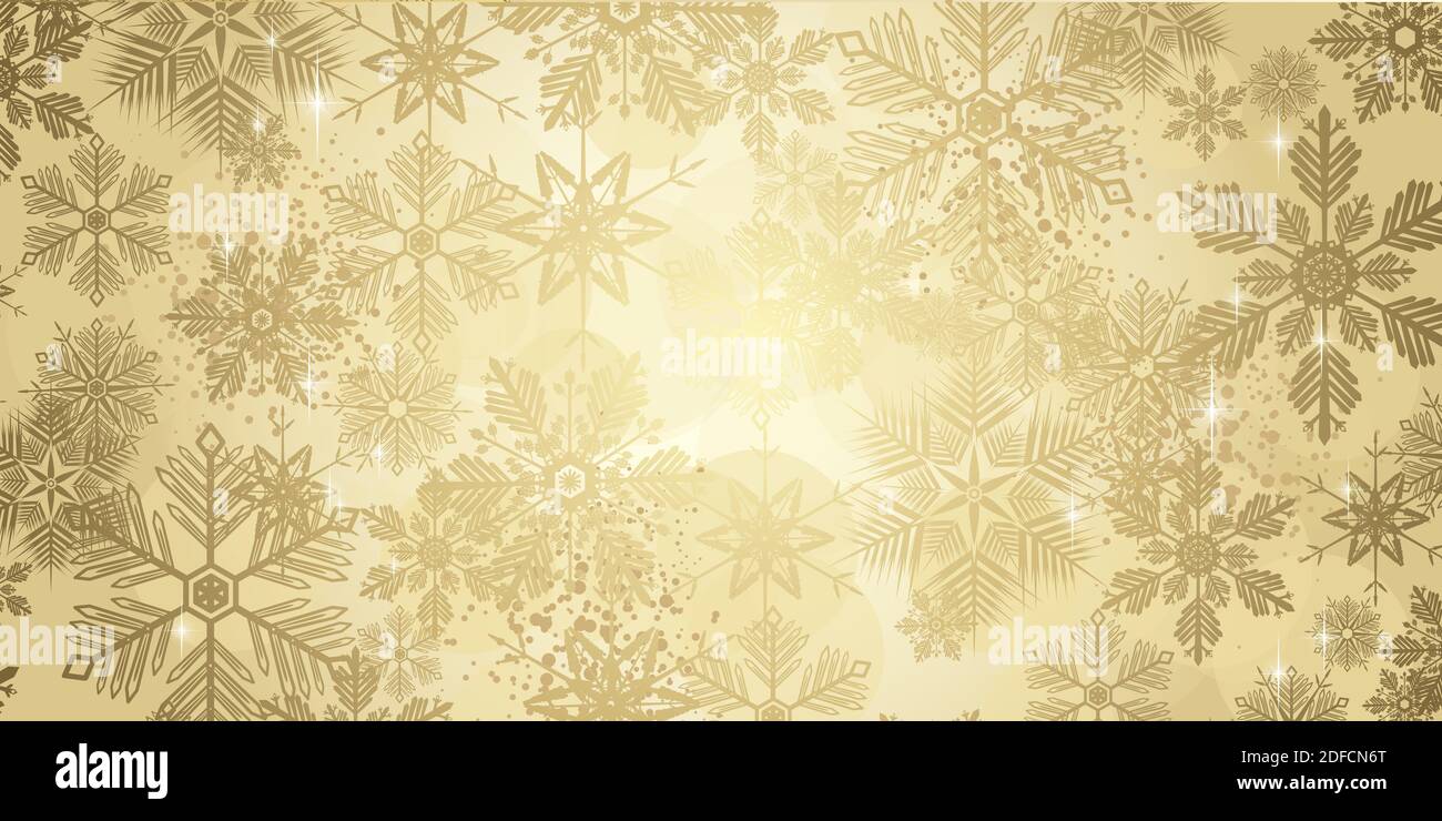 Sweet Winter Gold Schneeflocken voller Vektor Hintergrund Stockfoto