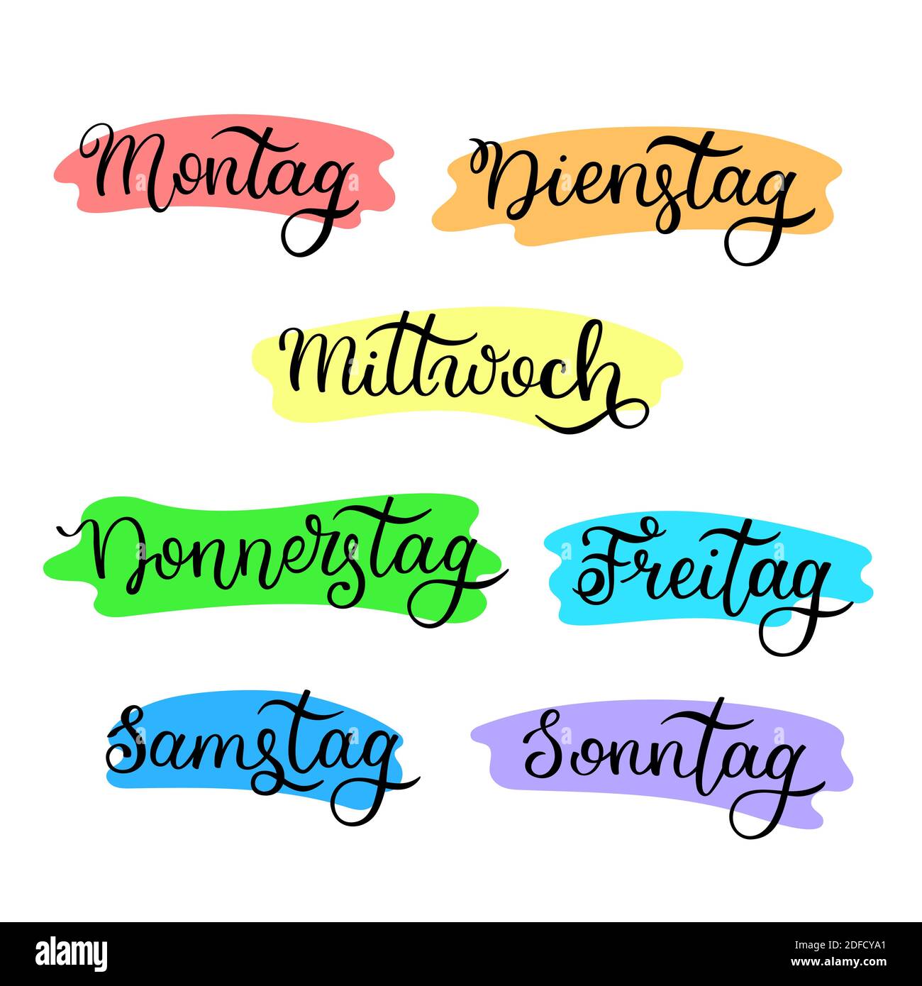 Mittwoch Donnerstag Freitag Krank Montag Gesund Attest Schriftzug in deutscher Sprache, Wochentage - Montag, Dienstag