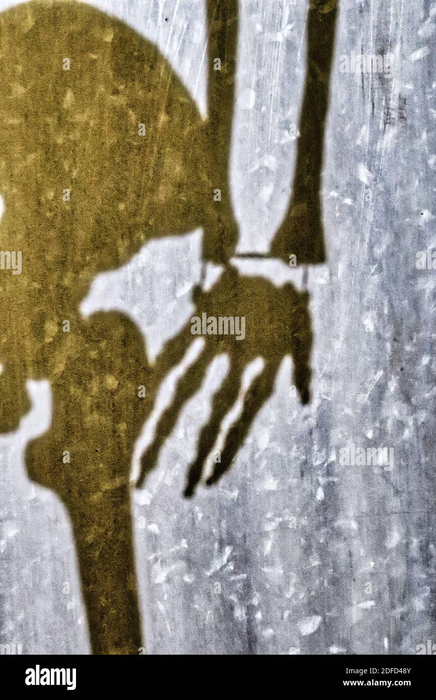 Schatten eines menschlichen Skeletts Stockfoto