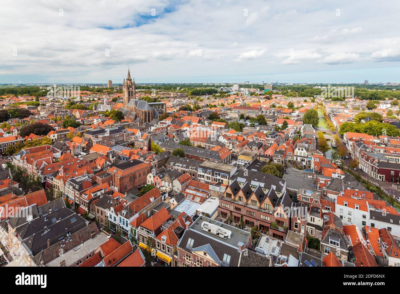 Luftaufnahme der historischen Stadt Delft in den Niederlanden Stockfoto