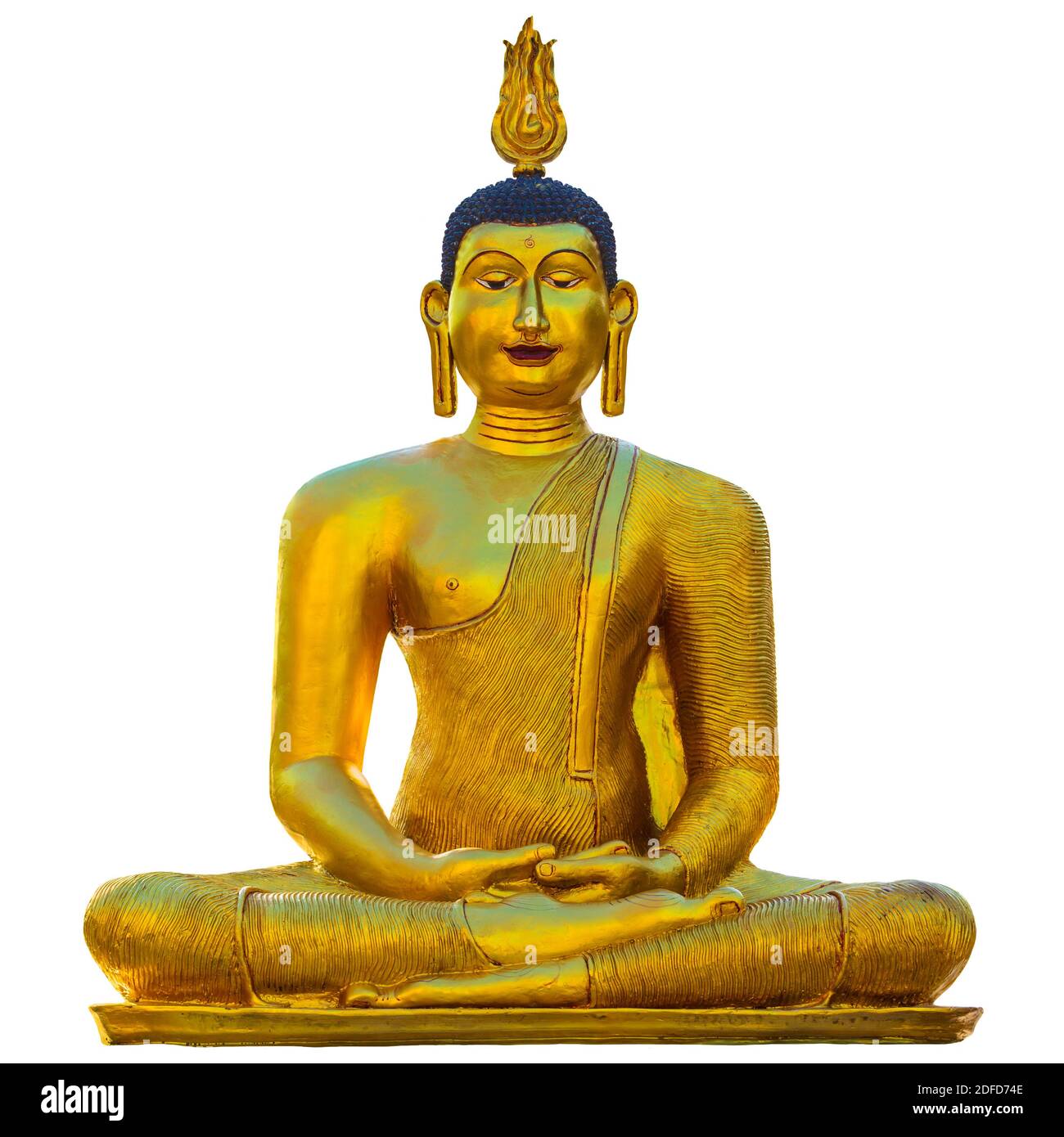 Goldene buddha Statue isoliert auf weißem Hintergrund Stockfoto
