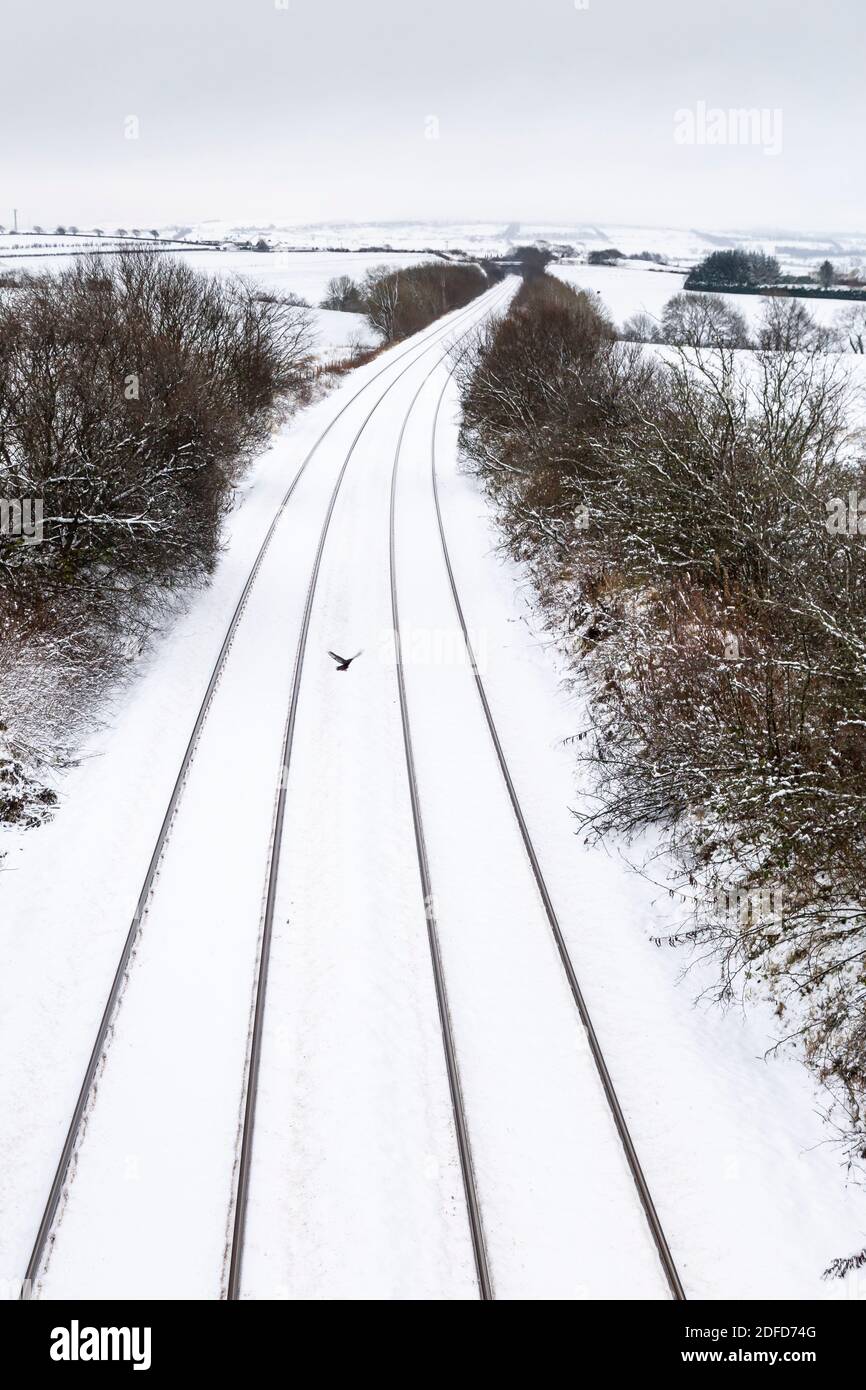 Erster Schneefall in Auchinleck schottland Stockfoto