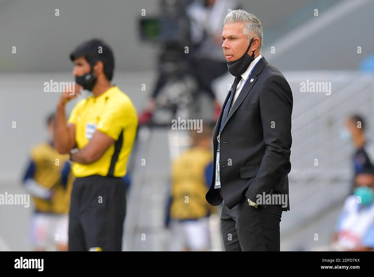 Doha, Katar. Dezember 2020. Steve Corica, Cheftrainer des Sydney FC, reagiert während des Gruppe-H-Spiels zwischen Yokohama F. Marinos aus Japan und Sydney FC aus Australien bei der AFC Champions League 2020 in Doha, der Hauptstadt von Katar, am 4. Dezember 2020. Quelle: Nikku/Xinhua/Alamy Live News Stockfoto