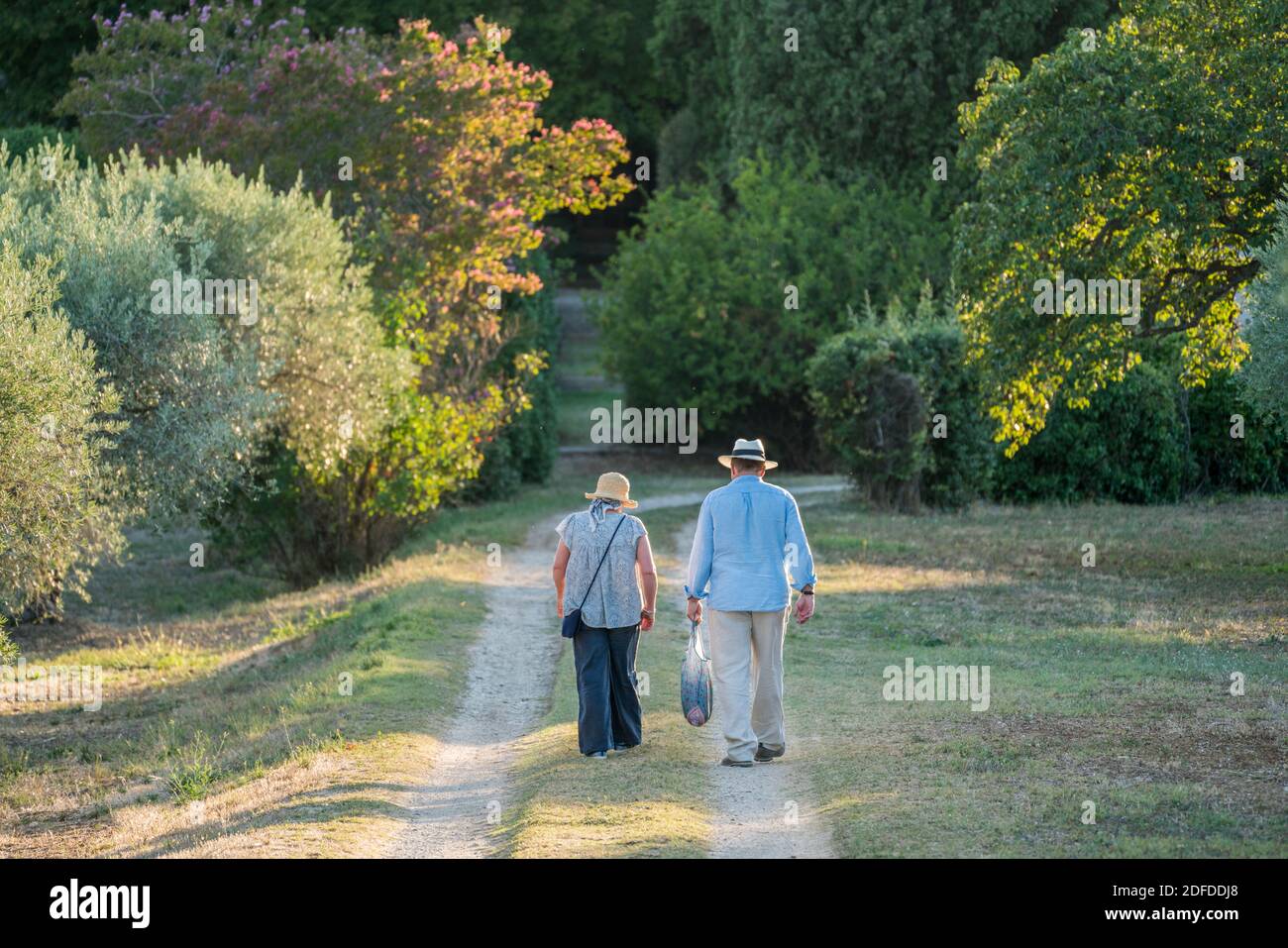 Paar im Garten, Lourmarin, Provence, Frankreich, Europa. Stockfoto