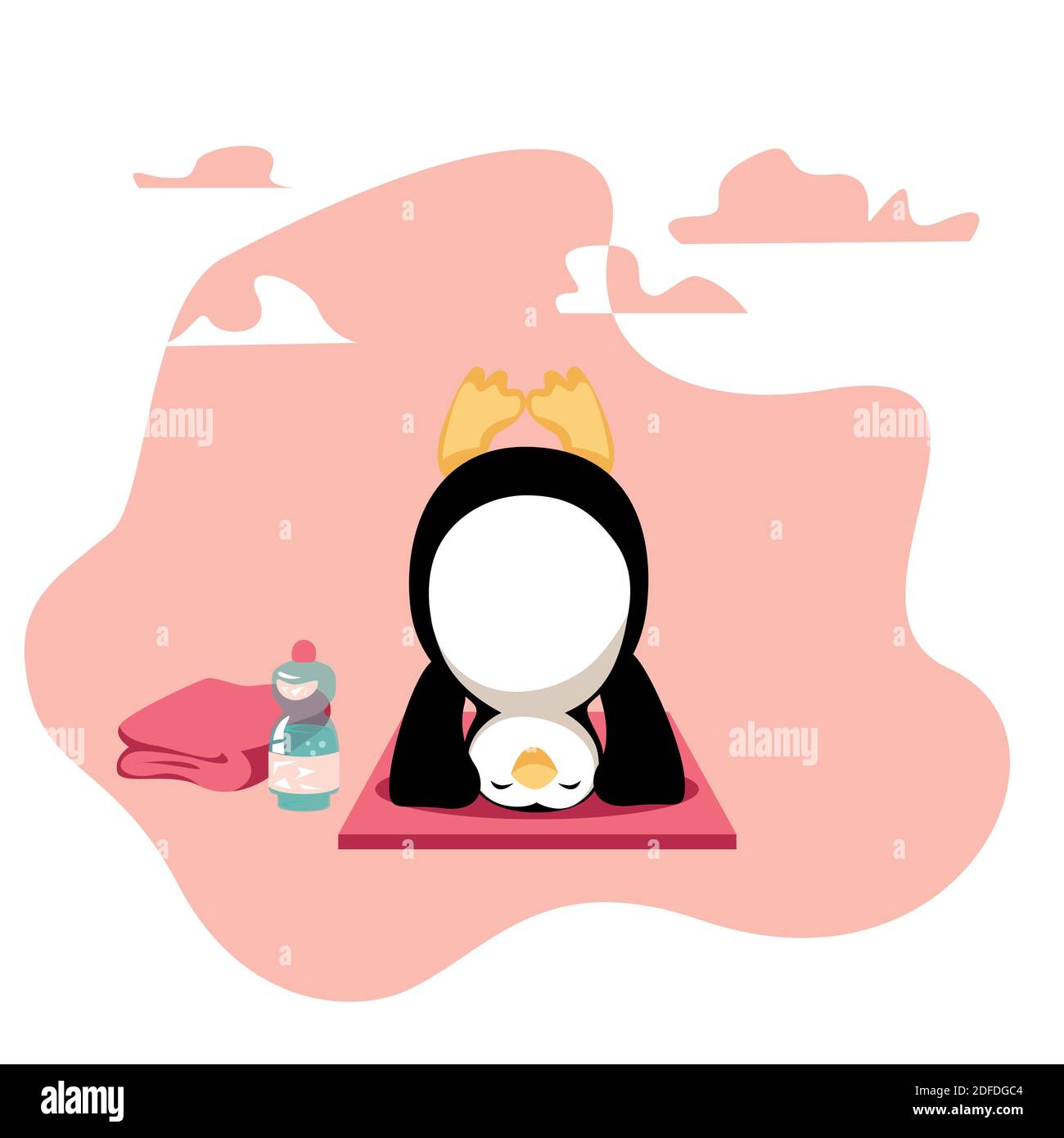 Cartoon Pinguin Praktiziert Kopfstand Yoga Pose Stock Vektor