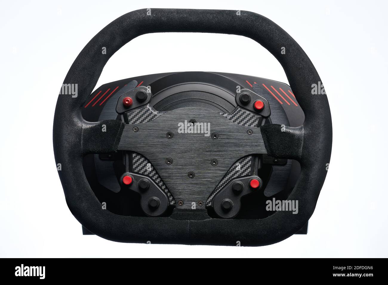 Metall-Sportwagen Lenkrad isoliert auf weißem Studio Hintergrund Stockfoto