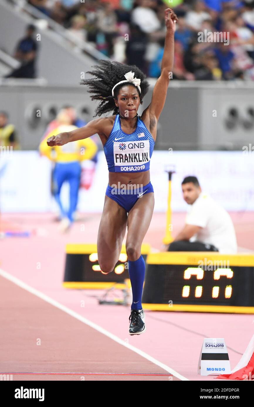 Tori Franklin (USA). Triple Jump Frauen Bronze Medaille. IAAF Leichtathletik-Weltmeisterschaften, Doha 2019 Stockfoto