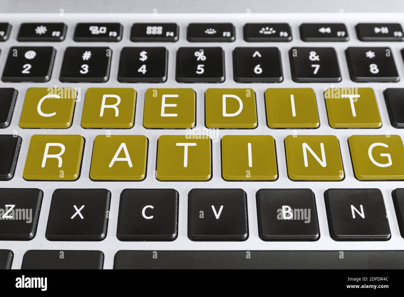 Geschäfts- und Finanzkonzept. Kredit-Rating Wort auf Computer-Tastatur. Stockfoto