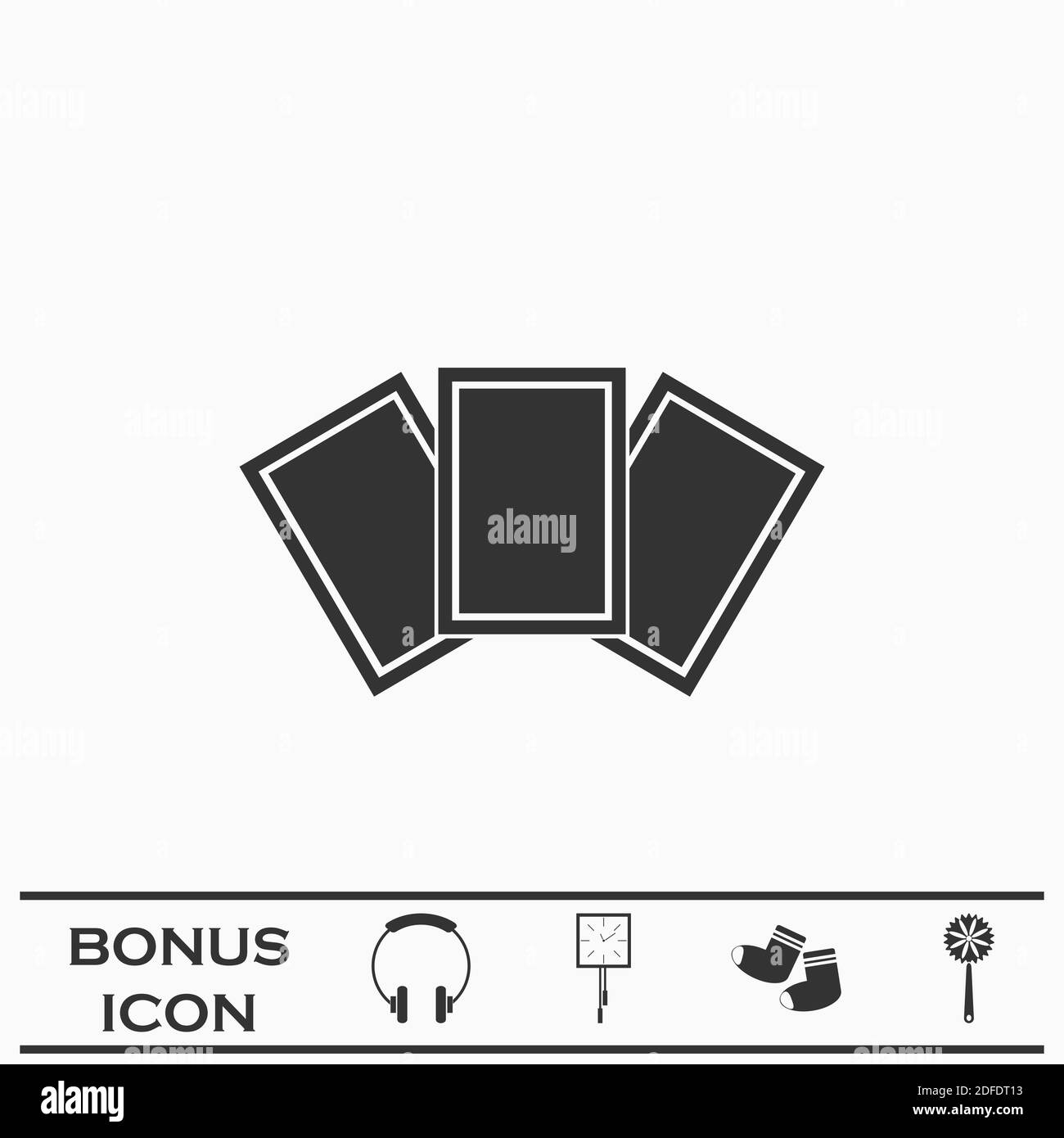 Foto Karte Symbol flach. Schwarzes Piktogramm auf weißem Hintergrund. Vektorgrafik Symbol und Bonus-Taste Stock Vektor