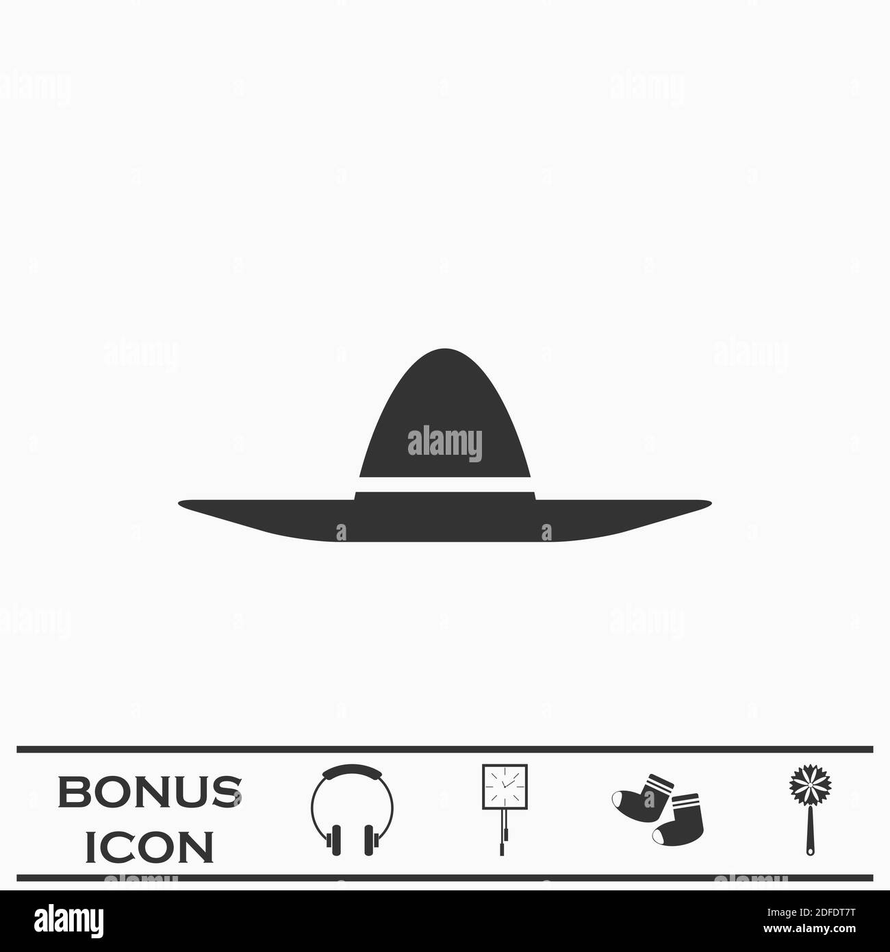 Sombrero Icon flach. Schwarzes Piktogramm auf weißem Hintergrund. Vektorgrafik Symbol und Bonus-Taste Stock Vektor